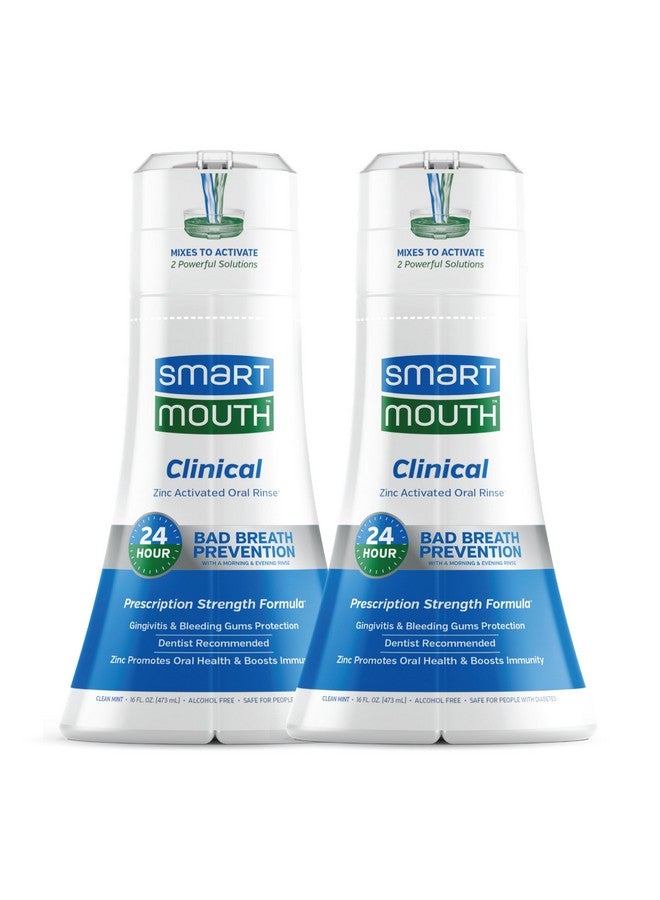 SmartMouth DDS Activated Clinical Mouthwash - Adult Mouthwash for Fresh Breath - Clinical Strength Mouthwash for Gum Health, Gingivitis & More - Clean Mint Flavor, 16 fl oz (2 Pack) - Image 1