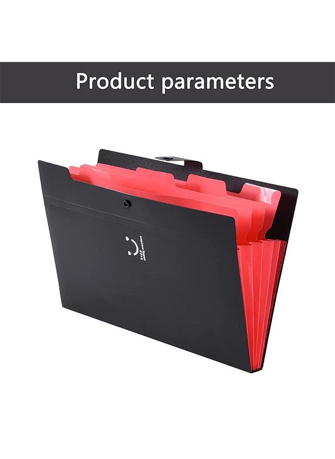 Generic A4 Paper Expanding File Folder 5 Pockets Cute Folders Black  - Image 2