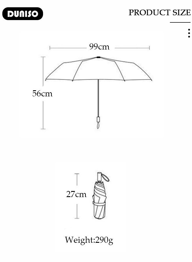 DUNISO Windproof Compact Travel Umbrella UV Resistant,Folding Umbrella Sun Protection,Small Lightweight Portable with Storage Box,Auto Open & Close Compact Umbrella for Rain&Sun, Men and Women - Image 3