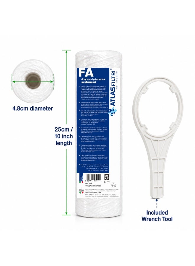 ATLAS FILTRI Pure Water Filters,Sediment Water Filter Cartridge 5 Micron Under-Sink Replacement Cartridge Universal 10 inch RO System, desalination domestic device wrench filter tool 3 stage water filter part - Image 2