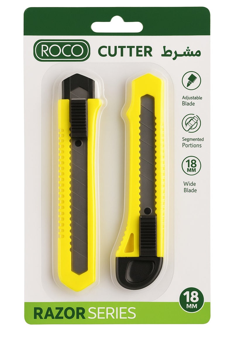ROCO Cutter Set – 18mm Blade, 2 Pieces, Durable Snap-Off Utility Knives for Office, School & Home Use - Image 2