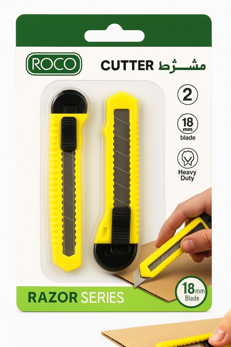 ROCO Cutter Set – 18mm Blade, 2 Pieces, Durable Snap-Off Utility Knives for Office, School & Home Use - Image 3
