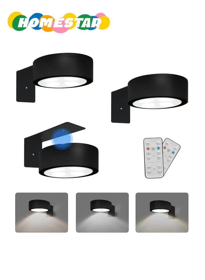 HOMESTAR 3-Pack Battery Operated Picture Light Magnetic Painting Light with 3 Lighting Modes,Remote and Dimmable Timer Art Display Light for Picture Artworking Frame Portrait,Wireless Wall Decor Puck Lights - Image 1