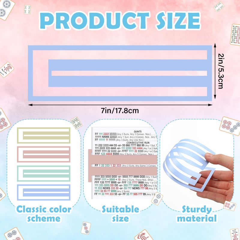 Seenelling 4 Pcs Mahjong Line Reader Clip for Mahjong Card Line Finder Strips Guide Accessories Rules Helper and Gifts for Beginners Players Travel Parties Game Nights(Pastel Color) - Image 2