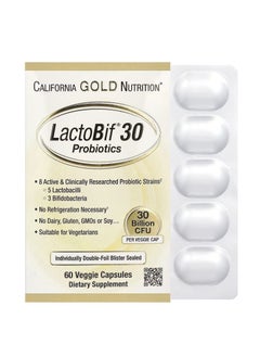 California Gold Nutrition LactoBif 30 Probiotics, 30 Billion CFU, 60 Veggie Capsules  - Image 1