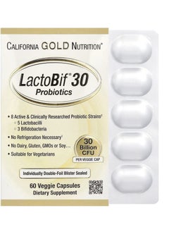 California Gold Nutrition LactoBif 30 Probiotics, 30 Billion CFU, 60 Veggie Capsules  - Image 2