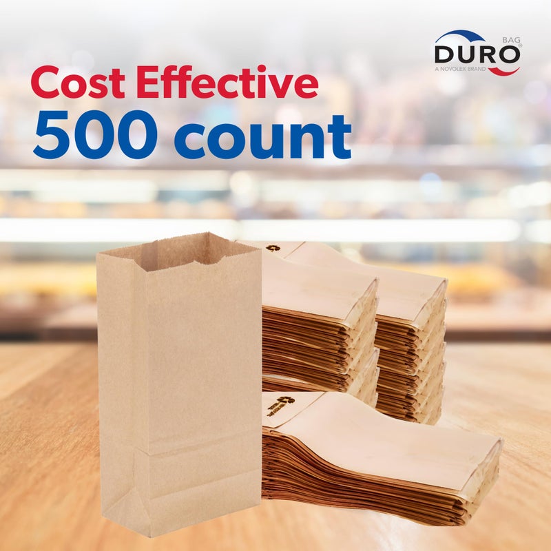 Duro 2# Brown Paper Lunch Bags 500 Count, Bulk Disposable Brown Paper Bags, Small SOS Paperbags for Candy, Snacks & Treats - 4.31 x 2.43 x 7.87 Inches - Image 4