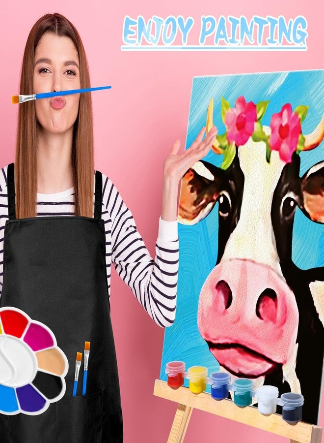 مجموعة موتيبونز المكونة من 6 قطع من القماش المرسوم مسبقًا، مجموعة الرسم على القماش، قماش جاهز للرسم للبالغين، هدية مثالية لحفلات الرسم العائلية، هدايا حفلات افتراضية يمكنك صنعها بنفسك (بقرة) - Image 4