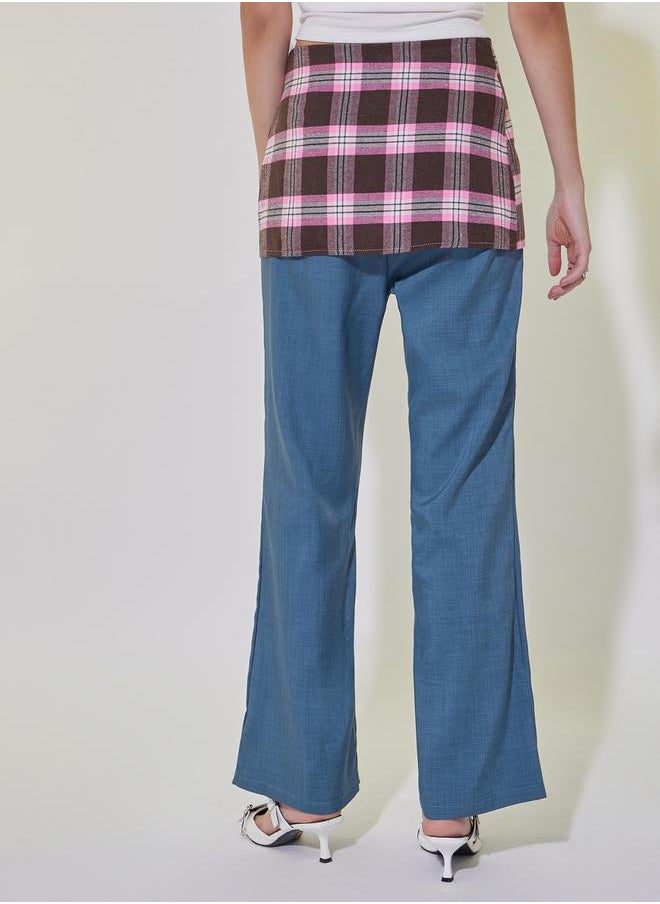 Take Two Checked Waist Tie-Up Overlay Wide Leg Pants  - Image 4