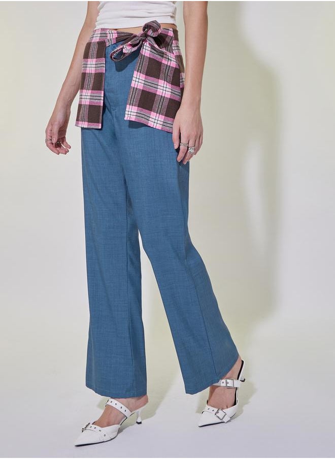 Take Two Checked Waist Tie-Up Overlay Wide Leg Pants  - Image 2