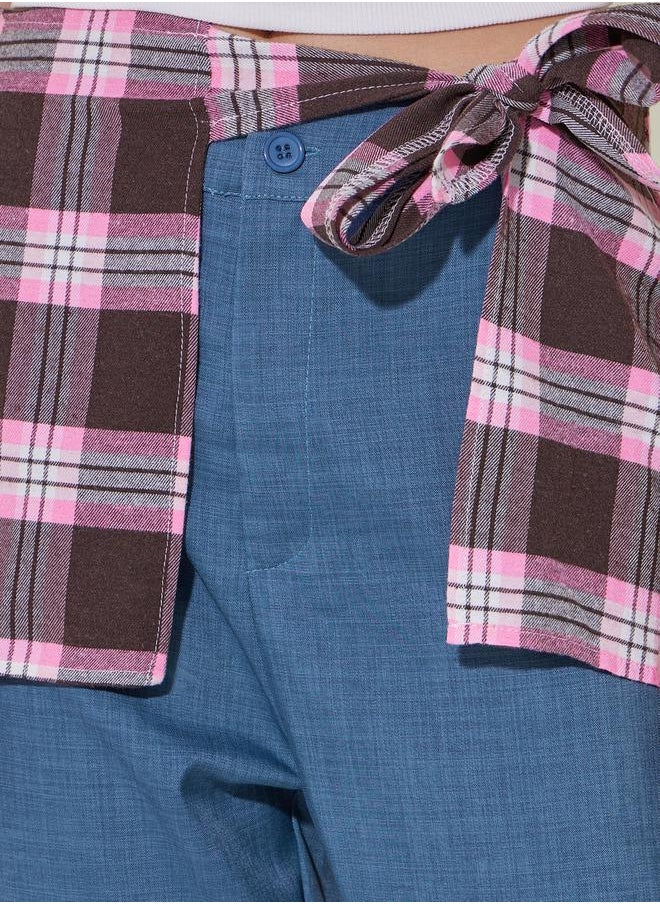 Take Two Checked Waist Tie-Up Overlay Wide Leg Pants  - Image 3