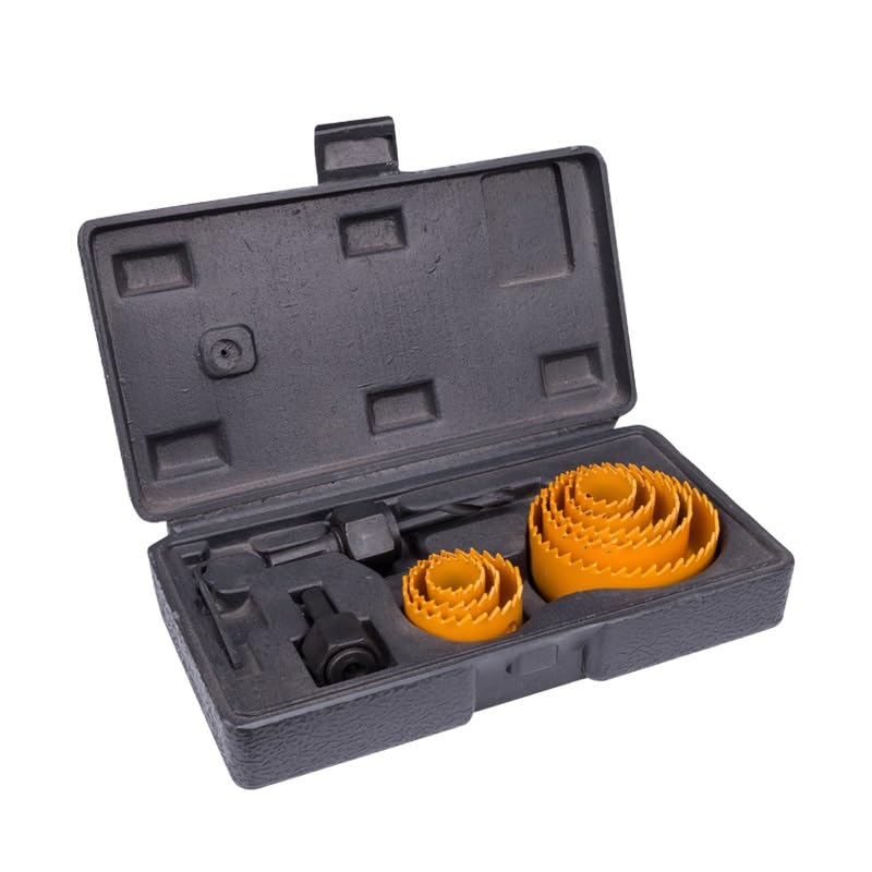 11-Piece Hole Saw Kit, Carbon Steel Drill Bits with Mandrels, Storage Case, Orange and Black, heavy duty