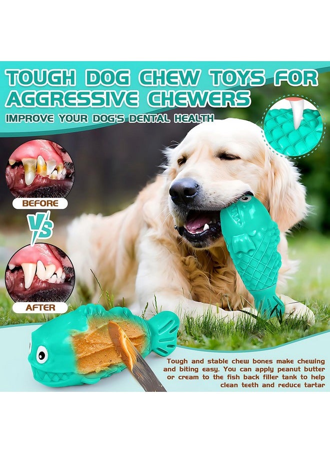 OSORD OSORD Dog Chew Toys for Aggressive Chewers, Tough Indestructible Squeaky Treat Dispensing Dog Toys for Large Medium Breed, Interactive Durable Nylon Bone Toys to Keep Them Busy(Green)  - Image 2