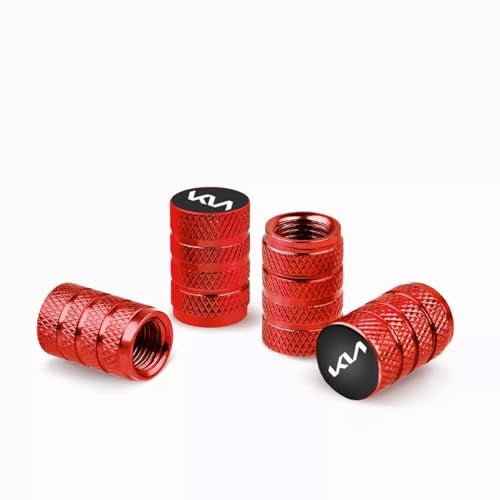CONTACTS Compatible with Ki-a 4pcs Red Car Tire Valve Stem Caps, Universal Wheel Air Dust Covers, Aluminum Tyre Rim Ventil Accessories - Image 1