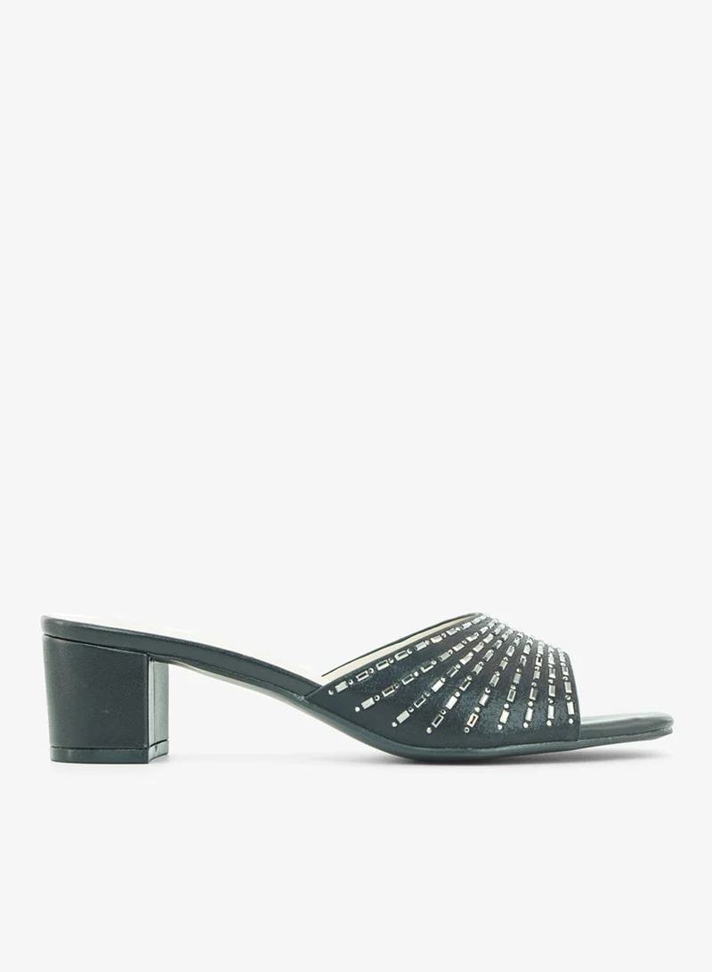 Zayna  221-299 Zayna Ladies Classic Low Block Slides 18F8827-37 Black for Women | Best Price UAE