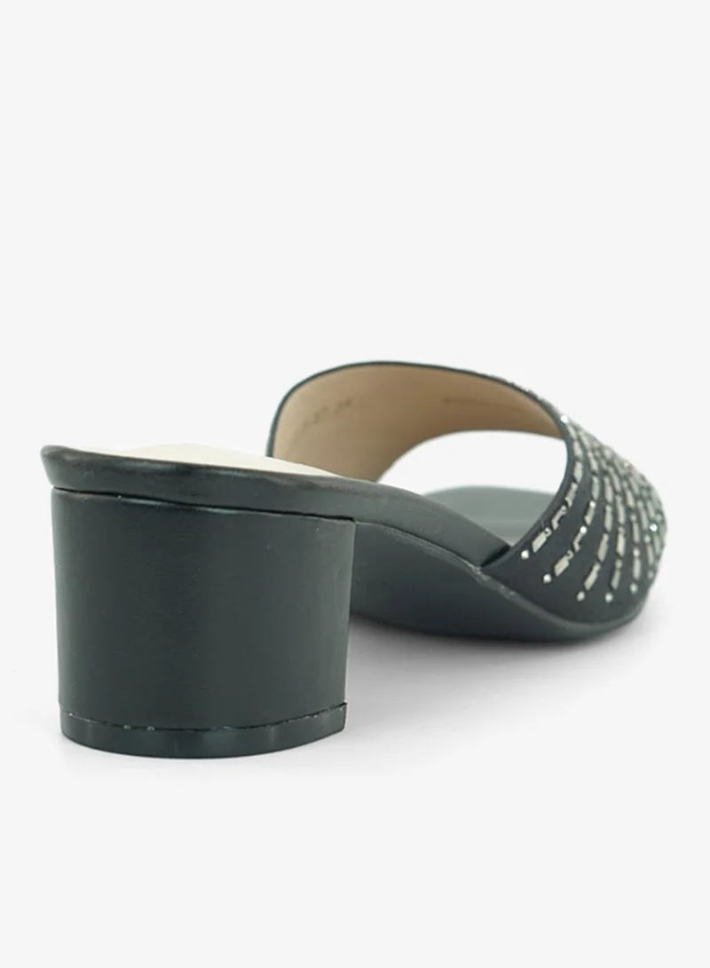 Zayna  221-299 Zayna Ladies Classic Low Block Slides 18F8827-37 Black for Women | Best Price UAE