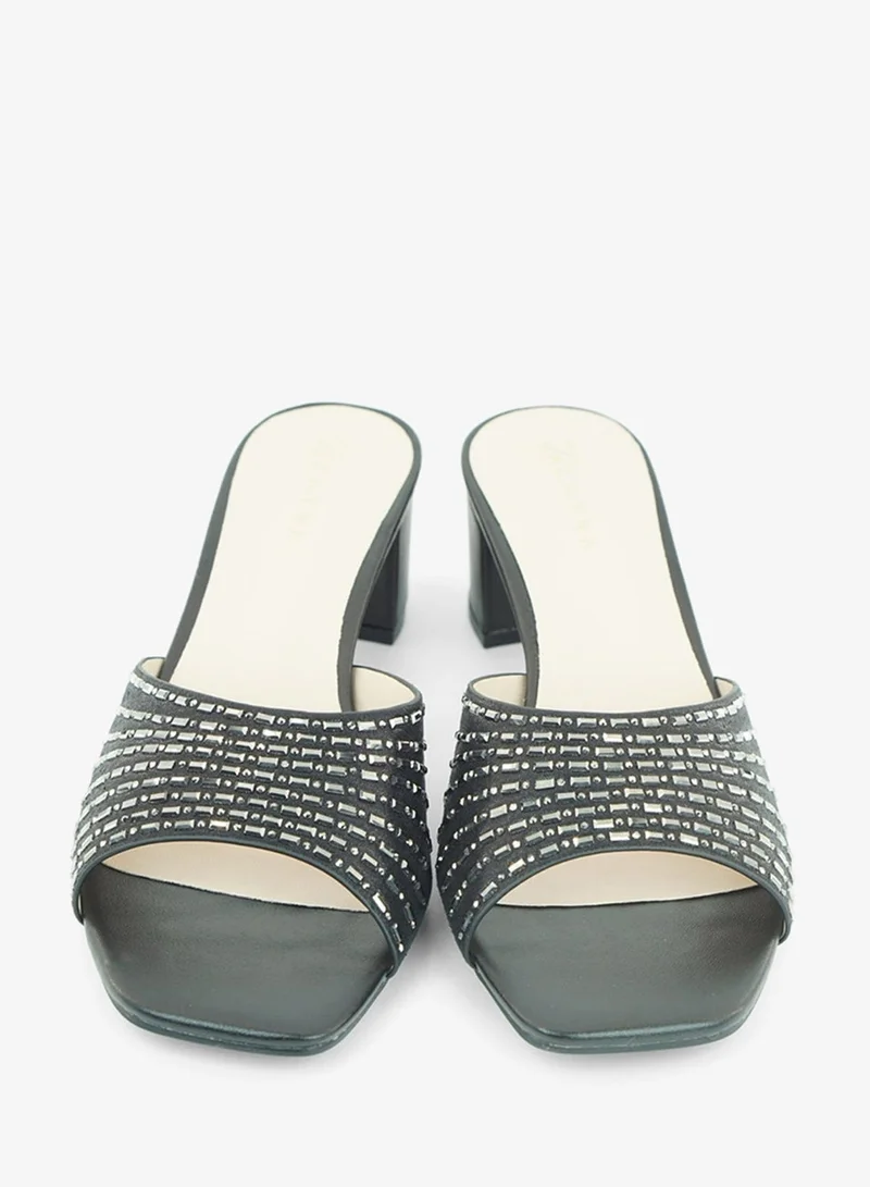 Zayna  221-299 Zayna Ladies Classic Low Block Slides 18F8827-37 Black for Women | Best Price UAE