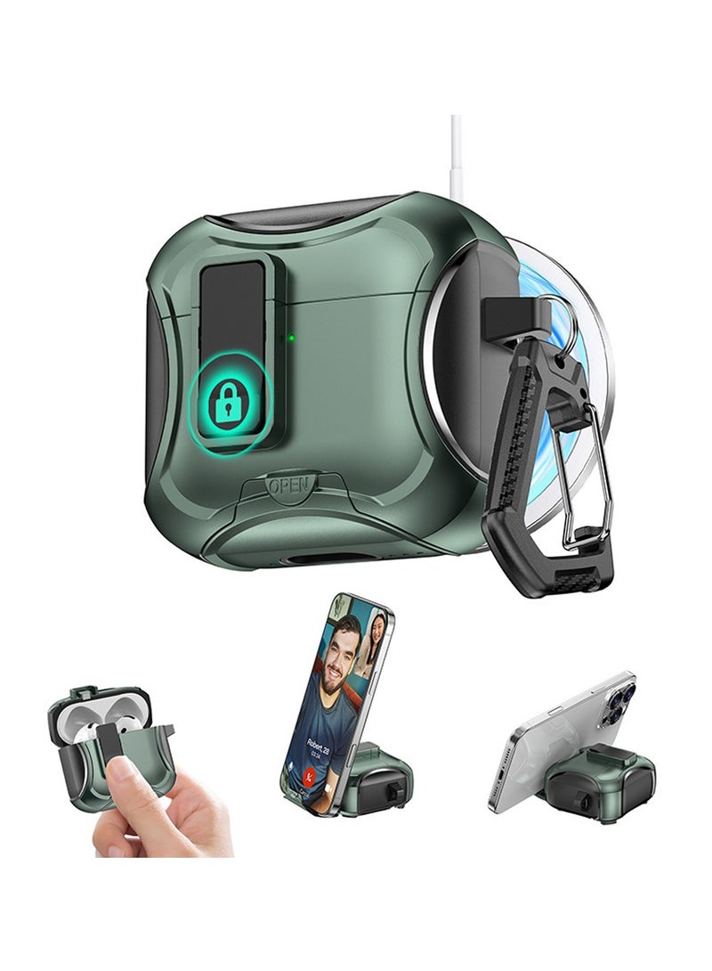 For AirPods 4  Case Cover, Magnetic Automatic Lock, Charging Port Dust-Proof & Stand Design for AirPods 4 Case 2024