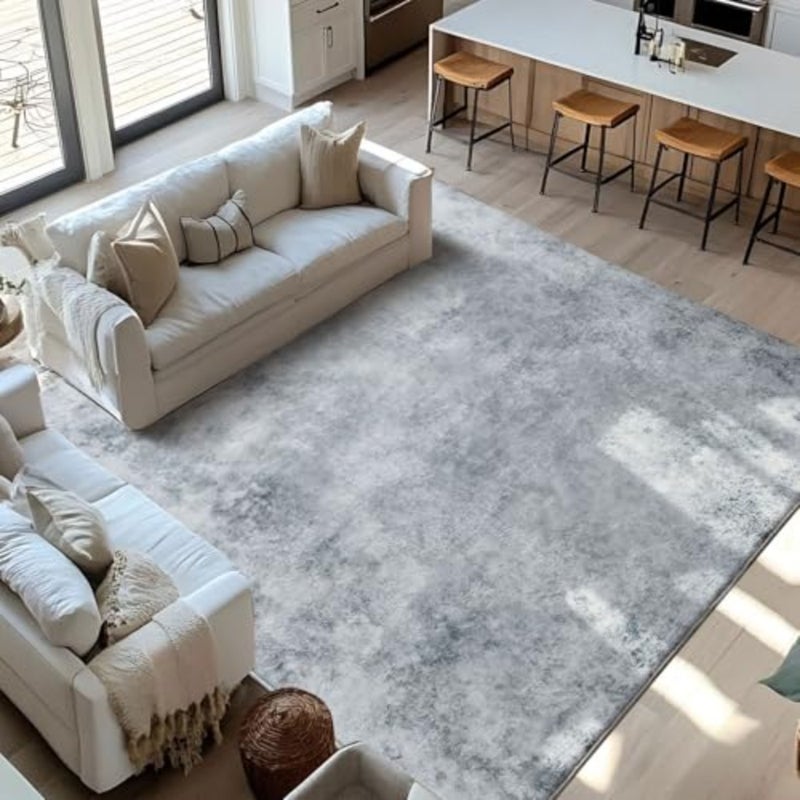 سجادة غرفة المعيشة قابلة للغسل في الغسالة، ديكور منزلي مضاد للانزلاق كومة قصيرة تجريدية متعددة الألوان، سجاد ناعم لغرفة النوم، مطبخ مجرد رمادي أبيض/متعدد، 200 × 300 سم - Image 1