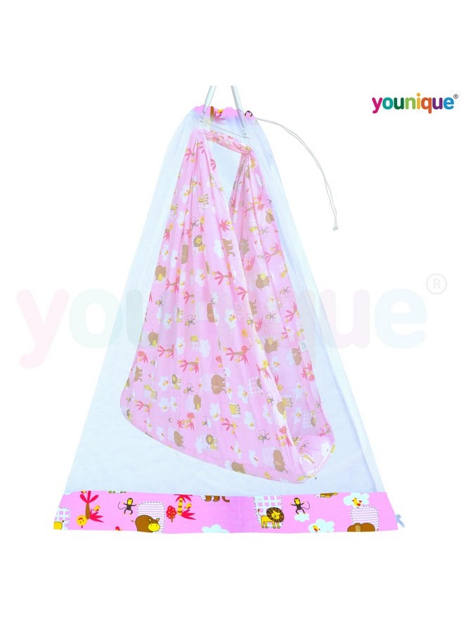 Younique Hanging Baby Cradle Mosquito Net for Cloth Cradle/Swing/Jhula/Thottil/Jhoola with Side Zip Opening, Thottil Kosuvalai Mosquito Net for Baby Cradle Swing (0-3 yrs) - Pink Cartoons - pzsku/ZC316F47915F8CA255BB4Z/45/_/1738305482/8ba6a716-da33-4837-8020-e3ef4b9b7666