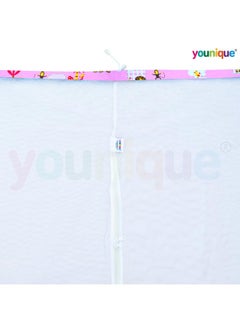 يوونيك ناموسية معلقة من Younique لسرير الأطفال القماشي/الأرجوحة/الجوهلا/الثوتيل/الجوهلا مع فتحة سحاب جانبية، ناموسية Thottil Kosuvalai لسرير الأطفال الأرجوحة (0-3 سنوات) - رسوم متحركة باللون الوردي  - Image 4