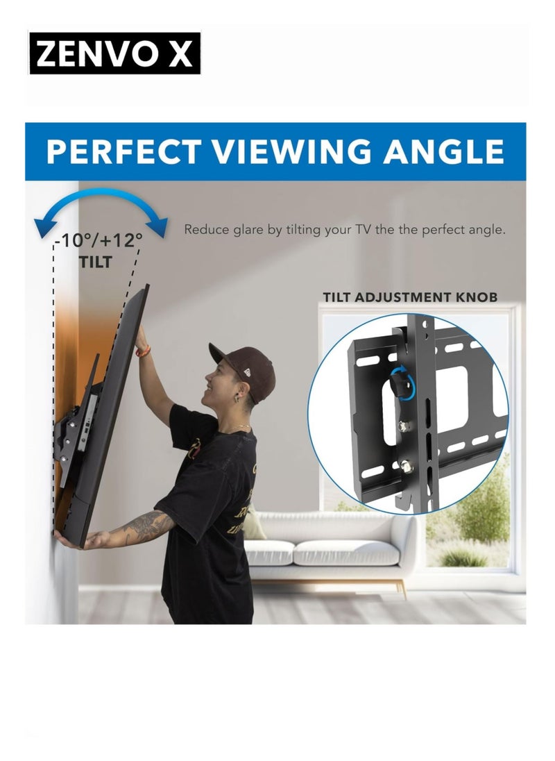 zenvo X - Tilting TV Wall Mount Bracket for 26'' to 63'' Screens – Heavy Duty & Space-Saving Design - Image 1