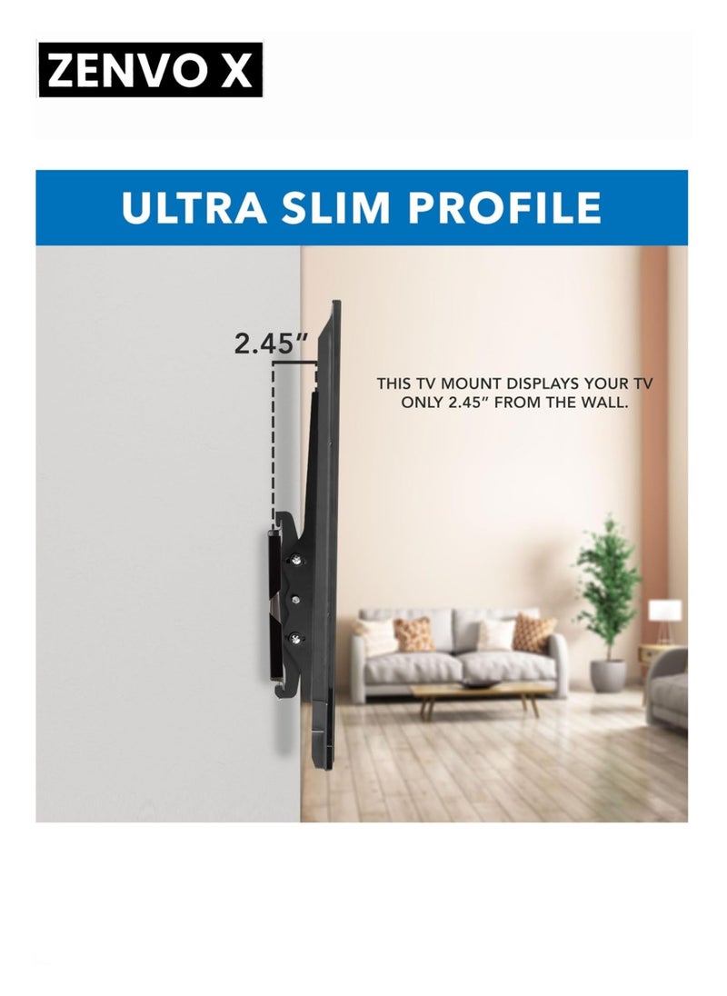 zenvo X - Tilting TV Wall Mount Bracket for 26'' to 63'' Screens – Heavy Duty & Space-Saving Design - Image 1