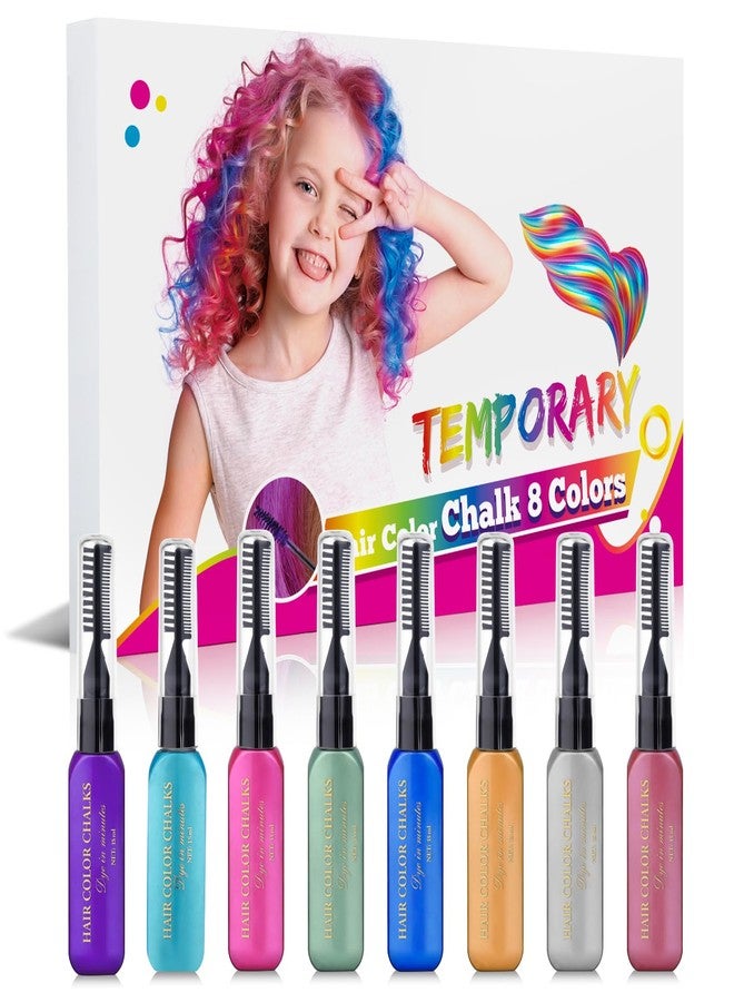 DeMoce Hair Chalk 8pcs Temporary Hair Color for Kids, Washable Hair Mascara for Birthday Cosplay DIY, Easter, New Year, 8 Colors, Natural, Light Hair Colors, Wax, 0.3527 Ounce - Image 1