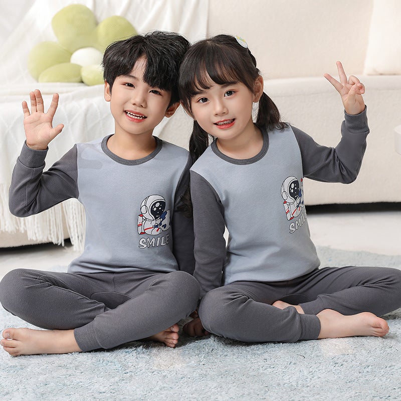 Children'S Cotton Underwear Suit Boys And Girls Children'S Autumn Clothes Long Pants Baby Pajamas Warm Cotton Sweater - Image 1