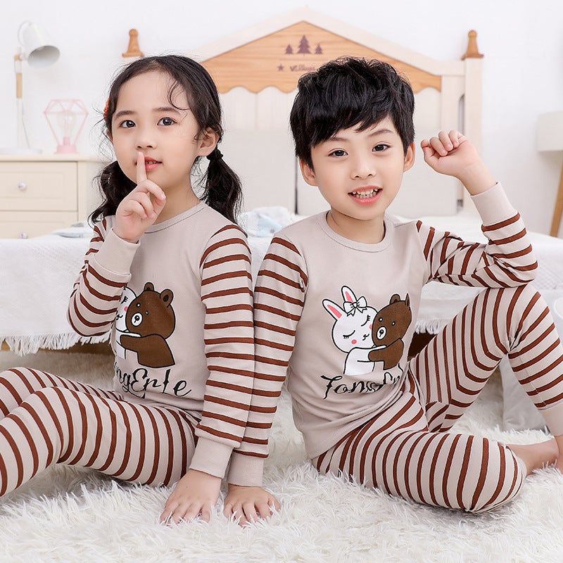 Children'S Cotton Underwear Suit Boys And Girls Children'S Autumn Clothes Long Pants Baby Pajamas Warm Cotton Sweater - Image 4