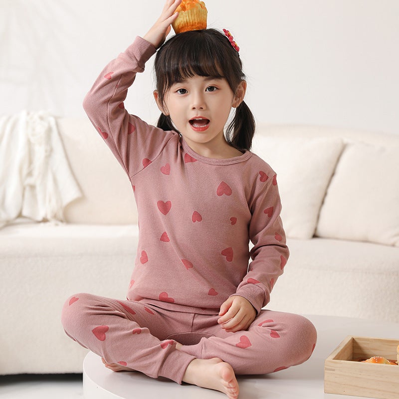 Children'S Cotton Underwear Suit Boys And Girls Children'S Autumn Clothes Long Pants Baby Pajamas Warm Cotton Sweater - Image 2