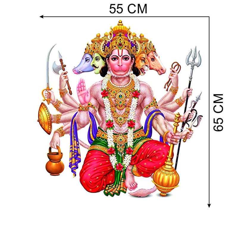 Decals Creation God Panchmukhi Hanuman Ji Wall Sticker (Multicolor, Size 65 Cm X 55 Cm) - Image 3