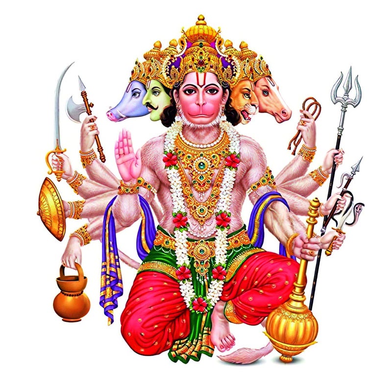 Decals Creation God Panchmukhi Hanuman Ji Wall Sticker (Multicolor, Size 65 Cm X 55 Cm) - Image 1