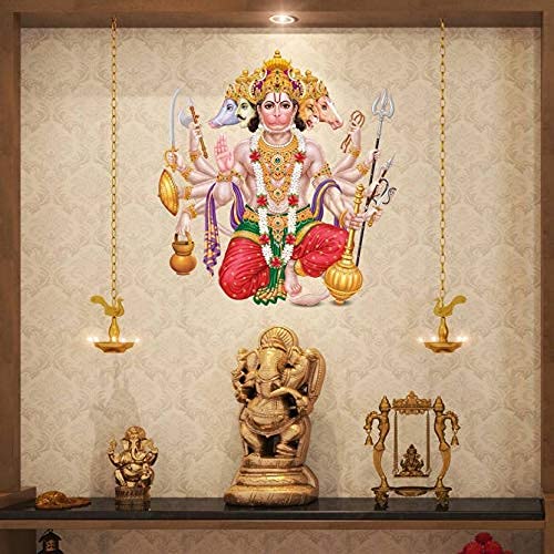 Decals Creation God Panchmukhi Hanuman Ji Wall Sticker (Multicolor, Size 65 Cm X 55 Cm) - Image 2