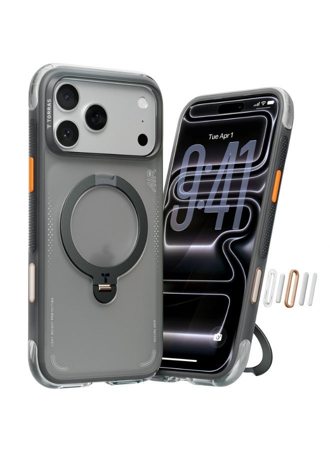 Ostand Spin Air Series Case for iPhone 17 Pro Max 6.9",  with 360° Magnetic Stand, Fit for MagSafe, Mil-Grade Drop Tested, Camera Control Button, Shockproof Phone Case, Ostand Q3 Air - Shadow Black - Image 2