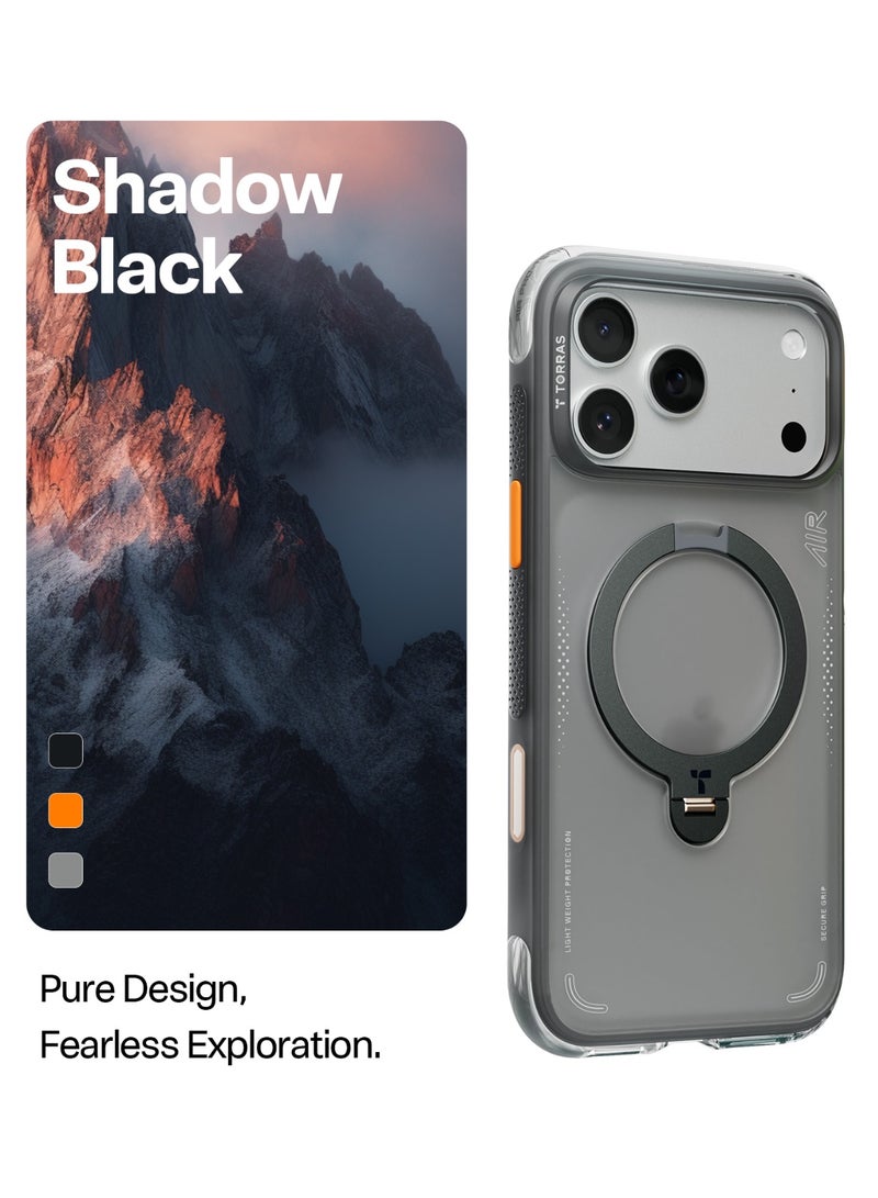 Ostand Spin Air Series Case for iPhone 17 Pro Max 6.9",  with 360° Magnetic Stand, Fit for MagSafe, Mil-Grade Drop Tested, Camera Control Button, Shockproof Phone Case, Ostand Q3 Air - Shadow Black - Image 4