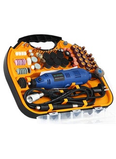 Rubik Rotary Tool Kit with MultiPro Keyless Chuck and Flex Shaft - 211pcs Accessories Variable Speed 130W Electric Drill Set for Grinding Engraving Crafting Projects and DIY Creations (Orange)  - Image 1