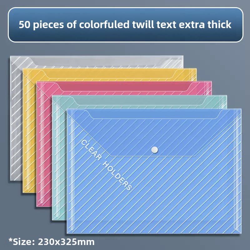Transparent A4 Document Bag Large Capacity 50 colored twill/thickened