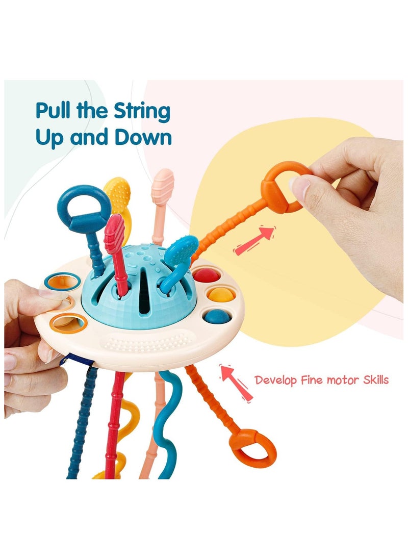 SKY-TOUCH - Baby Montessori Toys Fine Motor Skills Development Toy for Toddlers: Sensory Toys with Food Grade Silicone Pull String Activity Toys for 18 Months+ Baby Gifts - Image 1