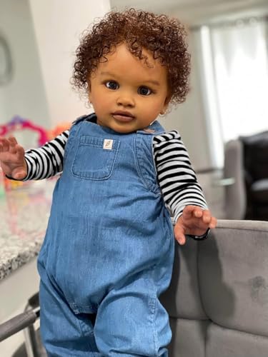 KOKOMANDY Realistic Reborn Baby Dolls Black Boy 26 inch Pippa Reborn Toddler Doll Real Life African American Toddler Silicone Boy Girl Baby Doll with Curly Hair Weighted Body Toys for Kids - Image 5