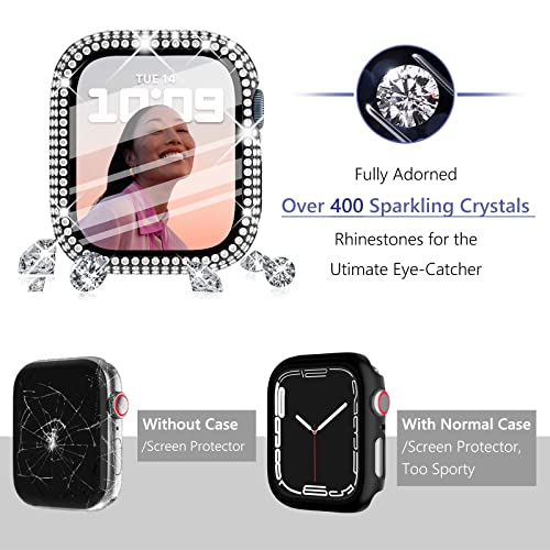 Wingle 6 Pack Case for Apple Watch Series 11 10 46mm Case with Screen Protector Over 400 Bling Crystal Diamond Apple Watch Face Cover Bumper Tempered Glass Screen Protector Women iWatch 11 10 46 mm - Image 3