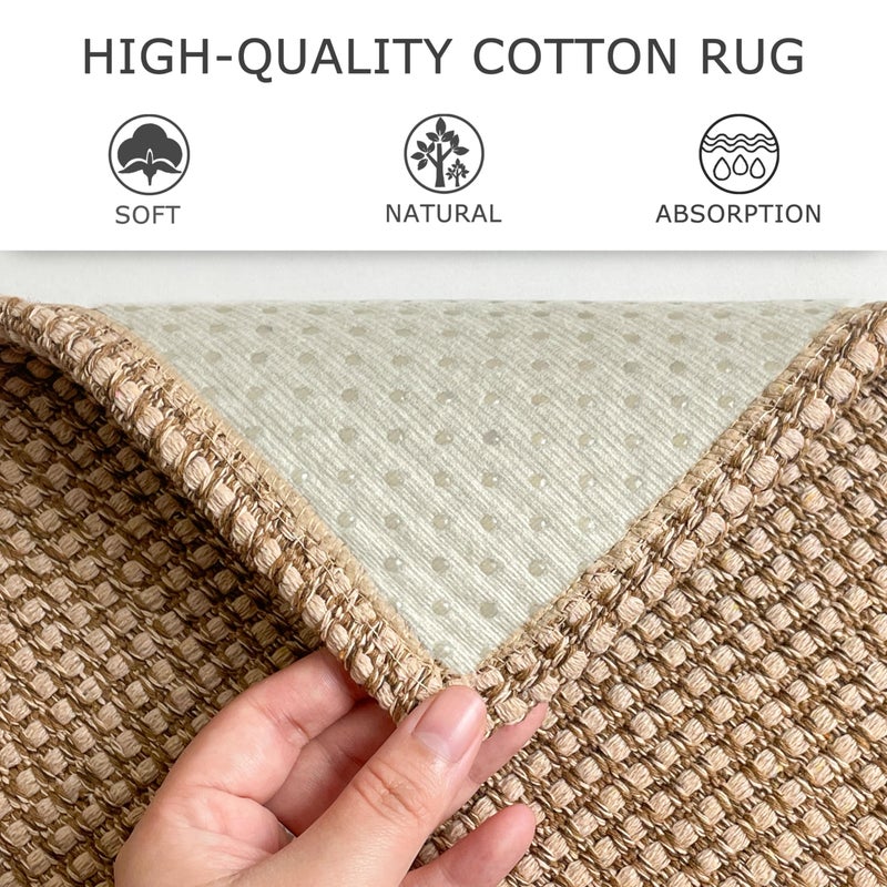 KOZYFLY KOZYFLY Boho Runners for Hallways 2x7 ft Washable Hall Carpet Runner Rubber Backed Kitchen Rug Natural Cotton Entryway Runner Rugs Floor Runners for Indoor Hallway Bedroom Kitchen  - Image 4