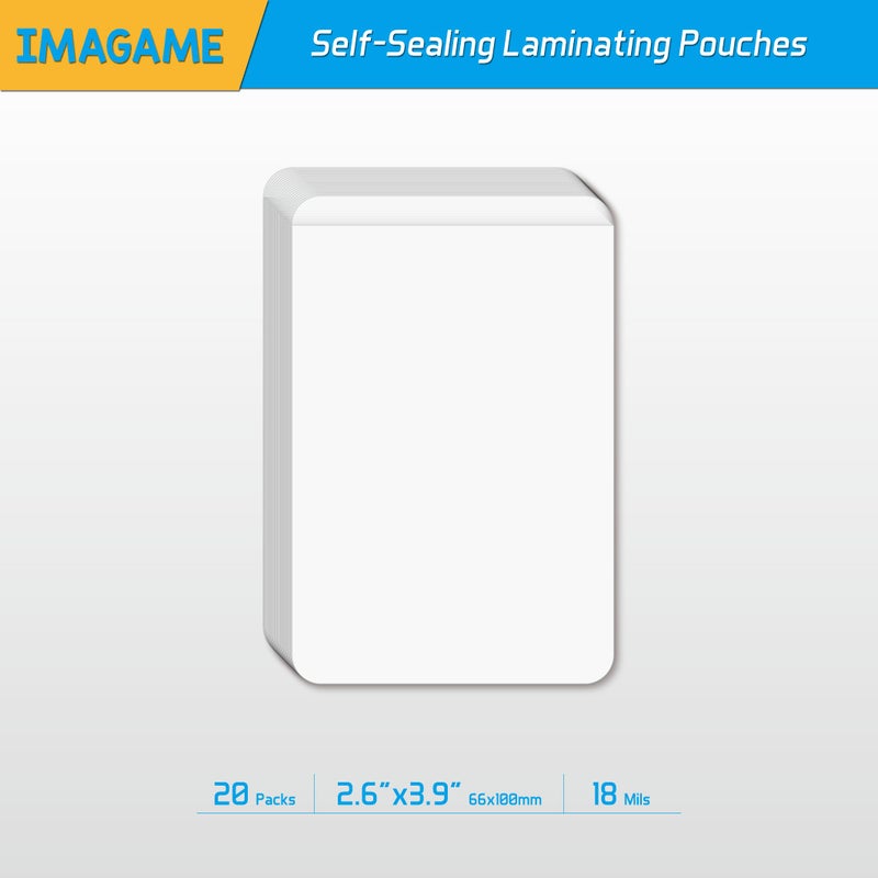 IMAGAME Self-Sealing Laminating Pouches, 2.6" x 3.9" for Business Cards and Bridge Size Flash Cards, 20 Packs 18mil Adhesive Lamination Sheets, Waterproof, No Machine Needed - Image 2