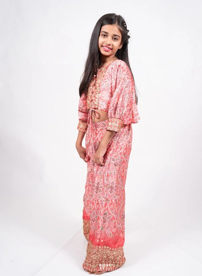 مايثيلي Maithili Embellished Printed Crop Top and Pants Set