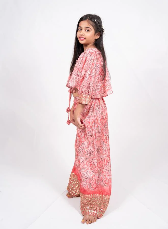 مايثيلي Maithili Embellished Printed Crop Top and Pants Set