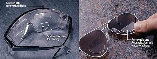 Calabria Hydrotac OPTX 20/20 Stick On BiFocal Lenses +2.00 Mens Womens Magnifying Bi-Focal Reusable Reader Adhesive Stickers - Image 3