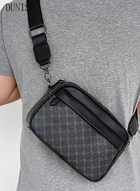 Compact Crossbody Bag for Men Waterproof Handbag Multipurpose Shoulder Bag with Buckle Multi-pocket Everyday Carry Bag Sling Bag for Travel Work Sports