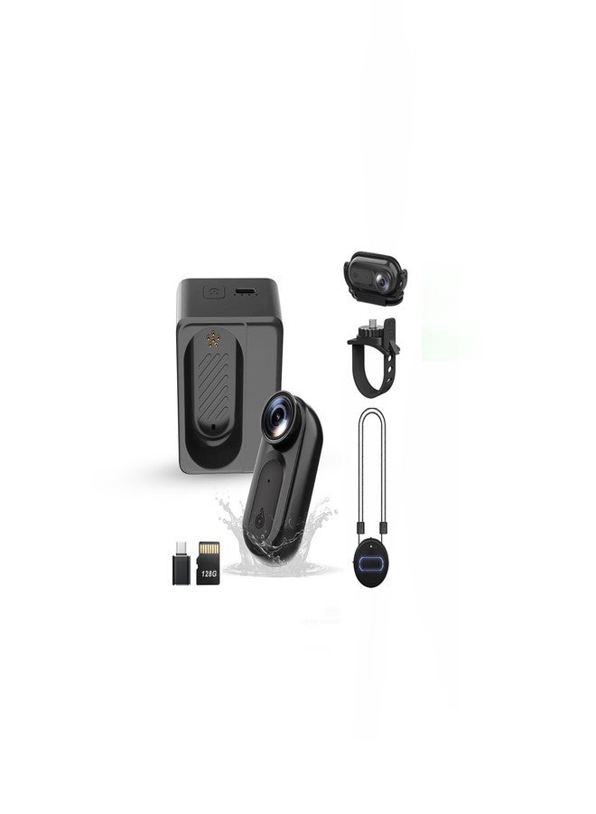 Catchallway Mini Body Camera Action Cam with Auido & Video Recording -128G IPX7 Waterproof Thumb Size Hands Free Body Worn Cameras - Wearable Portable Camcorder for Work Travel Pet Walk Vlog(Black) - Image 1