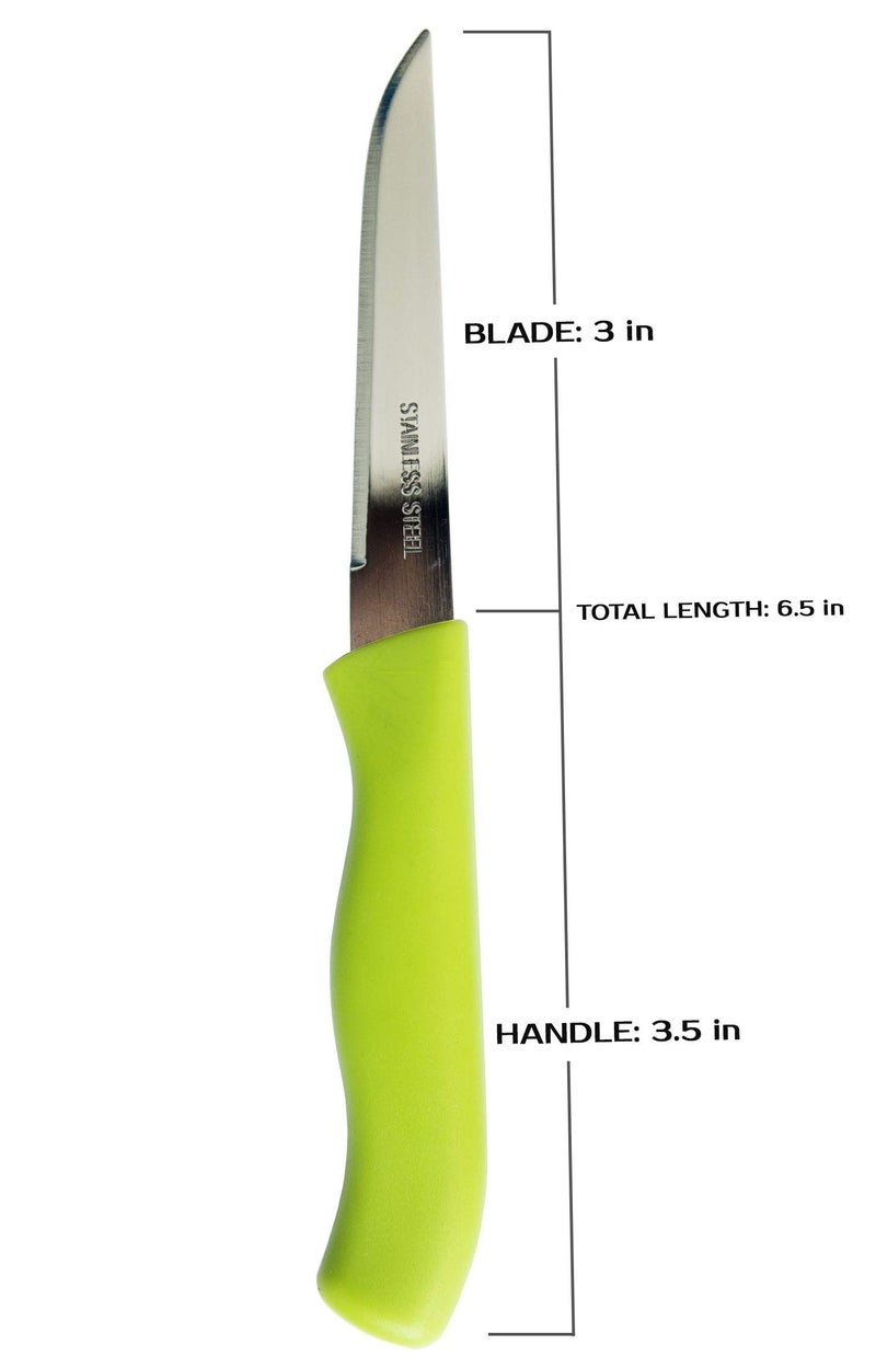 Brenium Paring and Garnishing Knife, 12-Piece Set, Knives with Straight Edge 3 Inch Blade, Stainless Steel, Spear Point, Fruit and Vegetable Cutting and Peeling, Green - Image 4
