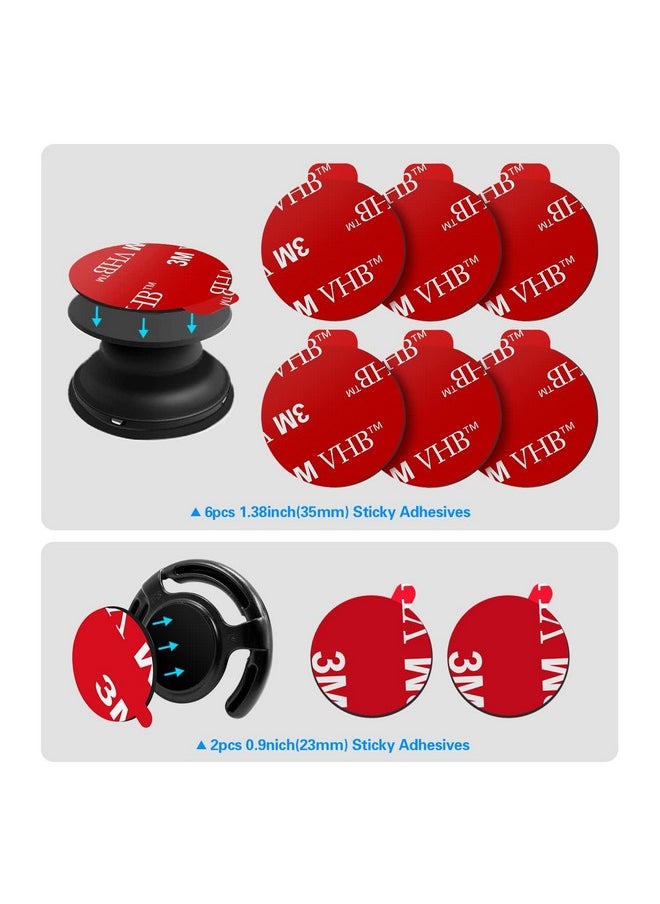 volport 3M Sticky Adhesive Replacement Parts For Pops Socket Base 6Pcs 1.38 Circle Double Sided Tape For Collapsible Grip Stand'S Back 2Pcs Vhb Sticker Pads For Car Socket Mount & Cell Phone Magnetic Holder  - Image 3